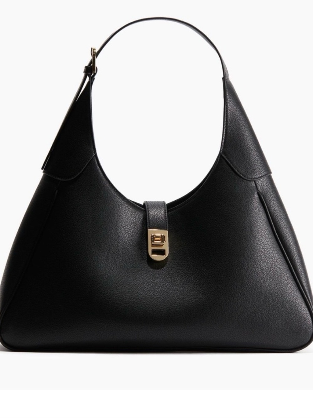 Black Leather Shoulder Bag with Gold Hardware like new H&M
